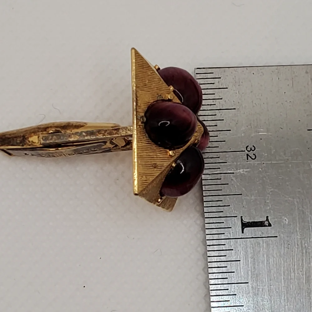 MCM Sterling Purple Cat's Eye Domed Cufflinks Elegant Gold Plated 1960's 70's